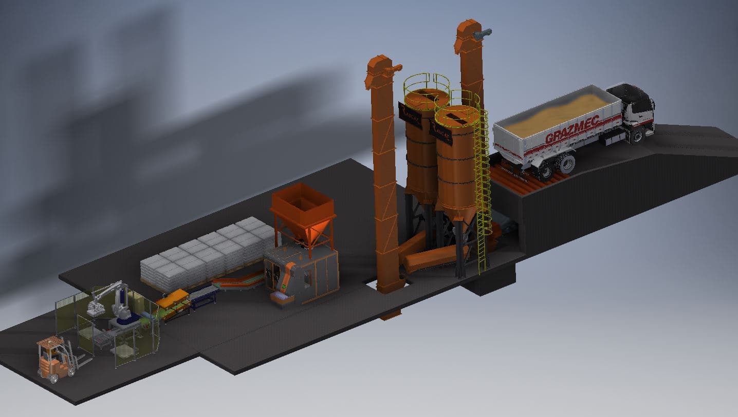 Projeto industrial integrado de recebimento, ensacamento e expedição